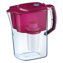 Water-cleaning jug Aquafor Atlant, 4 litres, with interchangeable cassette, resource meter, red