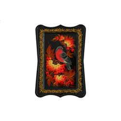 Сувениры из Н.Тагила / Souvenirs from N. Tagil / Tray "Panel. Bullfinch", 18x12.5 cm