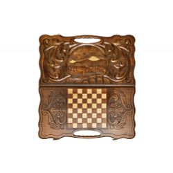 GamesDealer / Carved backgammon "Ararat and Horvirap 3" with handle 60, Haleyan