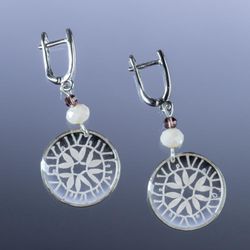 Снежинка / Snowflake / Earrings "Ice" round