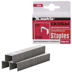 Staples for furniture stapler, type 53, 14 mm, MATRIX "MASTER", tempered, number 1000 pieces.