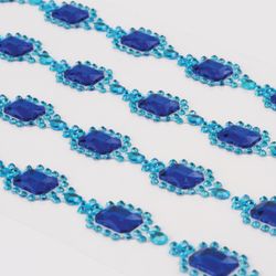 Rhinestones self-adhesive tape "Sapphire pattern", 13 mm, 4 strips,on a substrate, TREASURE ISLAND