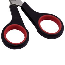 Scissors AVISMA "Soft Grip", 140 mm rubber inserts, black-red, 3-sided sharpening