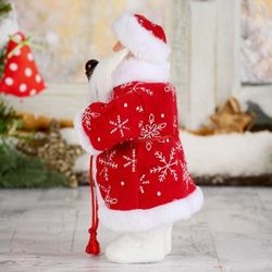 Зимнее волшебство / Doll "Santa Claus, in a red coat and felt boots, with a staff"