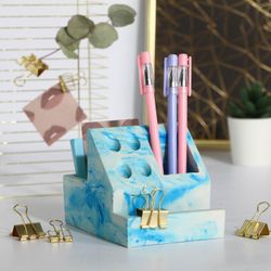 Сималенд / Organizer for stationery concrete "Blue marble"