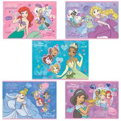 HATBER / Album for drawing "Princess-DISNEY" (5 types), 205x290 mm, 12 sheets of A4, staple, cardboard cover
