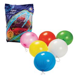 FUNNY ZATEYA / Balloons 16 "(41 cm), set of 25 pcs., Punch-ball (balloon toy with an elastic band), 12 neon colors, pack