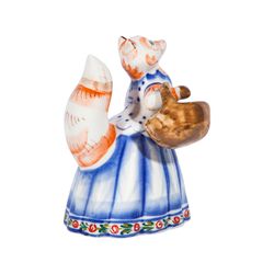 Гжельский Фарфоровый завод / Sculpture Fox with a basket underglaze colored paints, cobalt