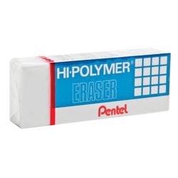橡皮擦 PENTEL（日本）“HI-POLYMER ERASER”，43x17.5x11.5 毫米，白色，长方形，合成橡胶，纸板架