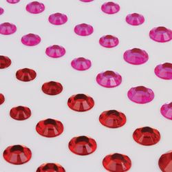 Diamantes de imitación autoadhesivos "Redondos", 6-15 mm, 80 uds., Rosa / rojo, respaldo, ISLA DEL TESORO
