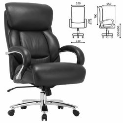 BRABIX PREMIUM "Pride HD-100" armchair, 250 kg, natural leather, black
