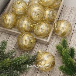 Kaemingk / Um conjunto de bolas de plástico Blizzard ouro 8 cm, 12 unidades
