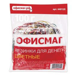 Universal bank rubber bands with a diameter of 60 mm, OFFISMAG 100 g, colored, natural rubber