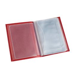 BEFLER / Graceful cat driver's wallet, genuine leather, embossed, 6 plastic pockets, red
