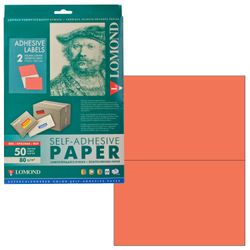 Label, self-adhesive 210х148,5 mm, 2 labels, red, 80 g/m2, 50 sheets, LOMOND
