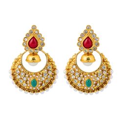 Touchstone Indian Bollywood Multicolor Chand Bali Moon Schmuck Ohrringe in antikem Goldton für Damen