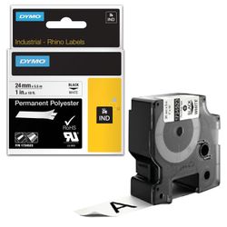 DYMO Rhino Label Printer Cartridge, 24mm x 5.5m, Polyester Ribbon, Extreme Temperature, Black, White