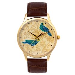 Palekh Watch / Watch "Magic Garden No. 32" al quarzo, dipinto a mano dell'autore, artista Smirnov, cinturino marrone