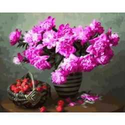 Опт-картина / Pintura por números 40x50 Peônias e morangos
