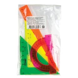 Set drawing small STAMM (ruler 16 cm, 2 triangles, protractor), colored