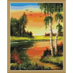 ВанГогВоМне / VanGogVoMne / Diamond mosaic "Sunset on the lake" 40x50 cm