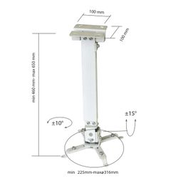 The bracket for projector ceiling CLASSIC SOLUTION CS-PRS-2, 3 degrees of freedom, the height 43-65 cm, 20 kg, white
