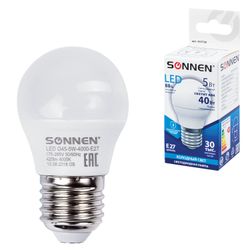 SONNEN / LED lamp 5 (40) W, E27 base, ball, cold white light, LED G45-5W-4000-E27