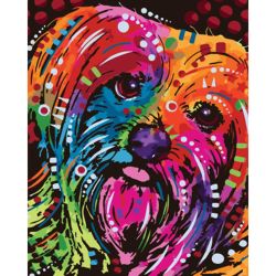 Опт-картина / Tranh theo số 40x50 Con chó đầy màu sắc