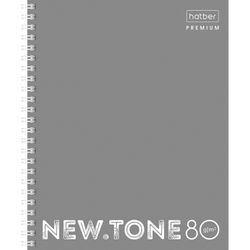 HATBER / Notebook А5 80 l. Premium comb, cage, glossy lamination, "NEWtone PASTEL Gray pearl" / 16 pcs.