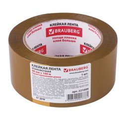 BRAUBERG / Packaging adhesive tape, 48 mm x 100 m, BROWN, 45 microns thick