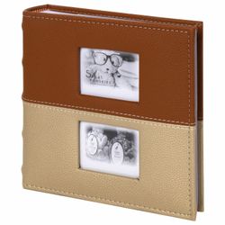 Photo album BRAUBERG "Mirror" for 200 photos 10x15 cm, leather-like, paper pages, box, 390184