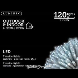 Kaemingk / LED tel filaman Bulk 120 soğuk beyaz LED lambalar 9 m, beyaz PVC, kontrolör, IP44