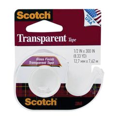 Stationery adhesive tape 12.7 mm x 7.62 m, transparent, in dispenser,46 µm, SCOTCH "Transparent"
