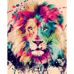 Опт-картина / Pintura por números 40x50 Leão colorido