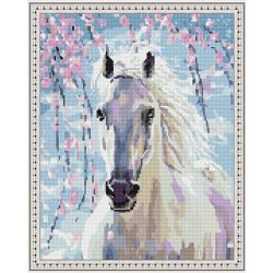 Опт-картина / Diamond mosaic 40x50, round rhinestones White horse
