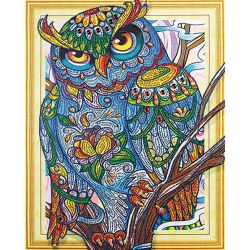 Опт-картина / 5D 钻石马赛克 40x50 圆形水钻猫头鹰