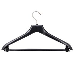 Shoulder hanger, size 46-48, plastic, anatomical, crossbar, strap hooks, black