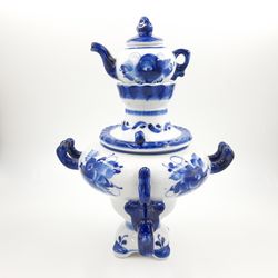 Samovar with teapot, souvenir gzhel, 20 cm