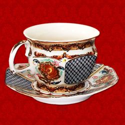 Лефортовский фарфор / Tea pair (colored with gold)