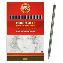 Koh-I-Noor / Set of solid graphite pencils "Progresso" 12 pcs, 6B