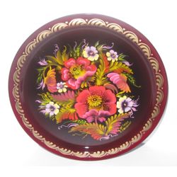 Сувениры из Н.Тагила / Souvenirs from N. Tagil / Tray "Round. Poppies", 17cm