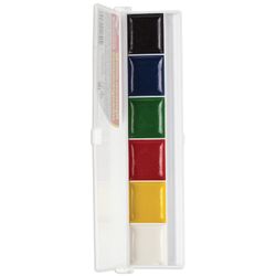 Watercolor PYTHAGORAS, 6 colors, honey, without a brush, plastic box