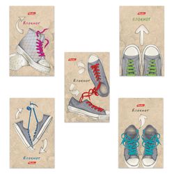 HATBER / Notebook "Gym shoes" SMALL FORMAT 48 sheets A7, 65x100 mm, gluing, cardboard, cage, block 3 colors