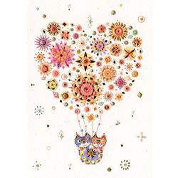 TURNOWSKY / Postcard "Balloon-heart with cats"