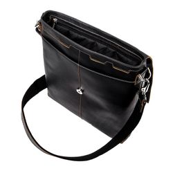 Bag FABULA "Kansas", genuine leather, stitching details, magnetic closure, 240x280x40 mm, black