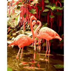 Опт-картина / Painting by numbers 40x50 Pink flamingos