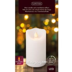Kaemingk / LED candle with simulated flame Elody White 12 cm, battery operated, timer