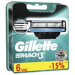 Replacement shaving cassettes 6 pcs. GILLETTE Mach3, for men