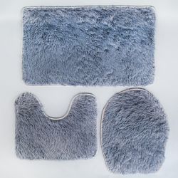 Доляна / Doliana / Juego de alfombrillas de baño y aseo "Pushistik", 3 piezas: 32 × 40, 40 × 50, 50 × 80 cm, gris