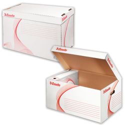 Archivbox (265x560x380 mm), mit Deckel, Wellpappe, weiß, ESSELTE "Standard"